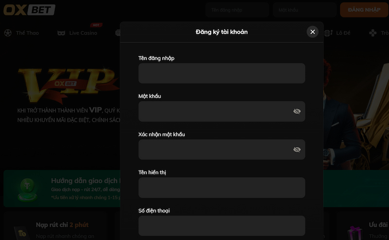 Cách đăng ký tài khoản và bắt đầu tham gia cá cược tại nhà cái Oxbet